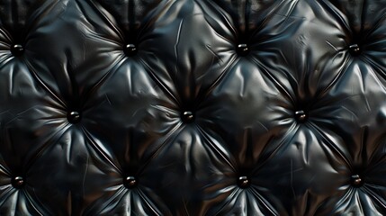 Background black leather carriage stitch, leather texture AI generation