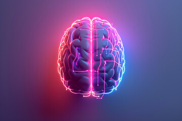 A digitally rendered image of a human brain illuminated
