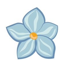 Simple blue flower head vector illustration, isolated on white background