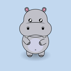 kawaii cute hippo vector illustration design. Suitable for coloring book, t-shirt, sticker, etc. Eps 10