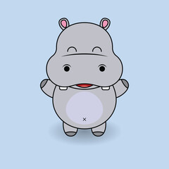 kawaii cute hippo vector illustration design. Suitable for coloring book, t-shirt, sticker, etc. Eps 10