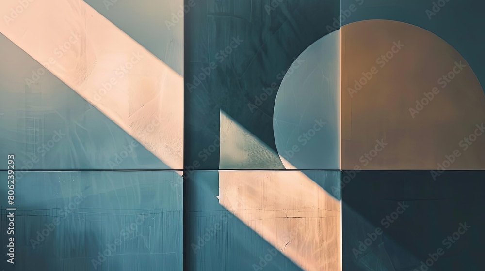 Poster minimalist composition with geometric patterns and ethereal hues