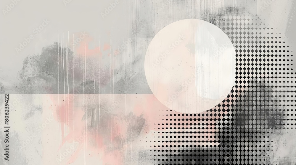 Poster minimalist composition with geometric patterns and ethereal hues