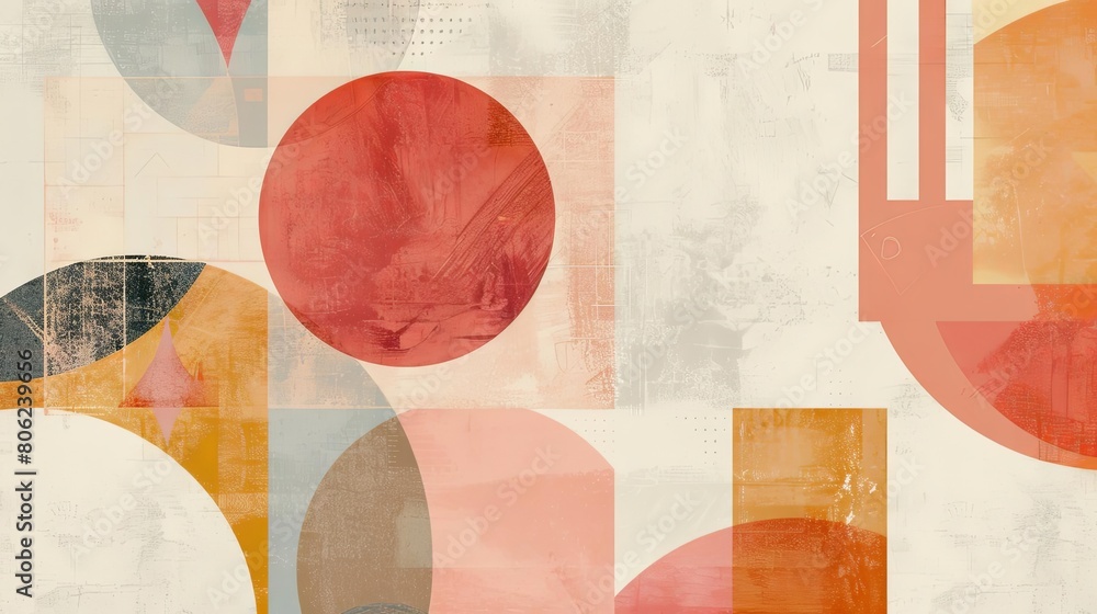 Poster minimalist composition with geometric patterns and ethereal hues