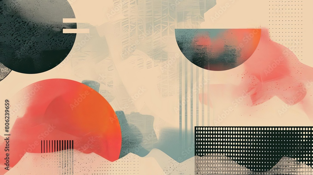 Poster minimalist composition with geometric patterns and ethereal hues