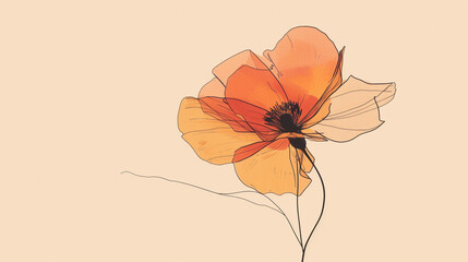 A minimalist clip art of a single flower, with bold lines and subtle shading.