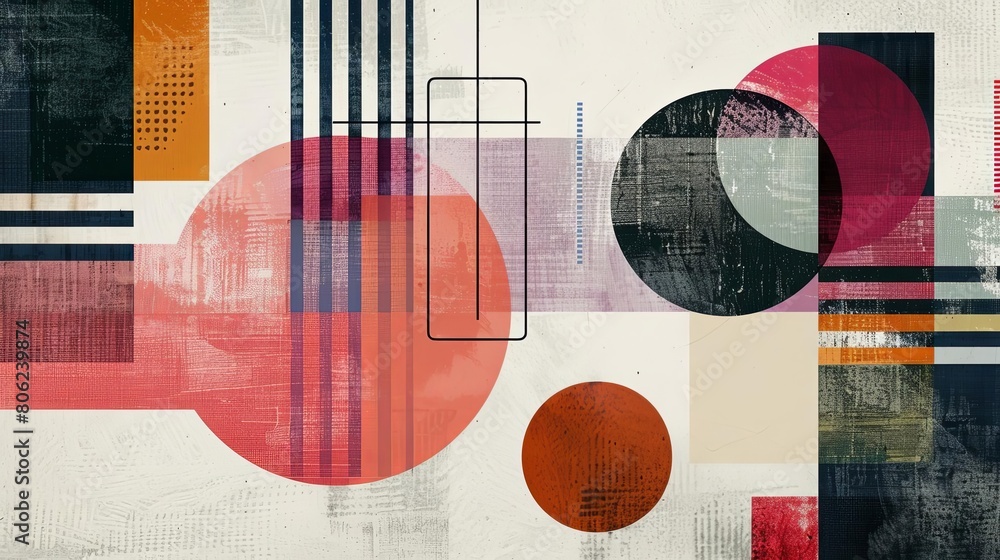 Poster minimalist composition with geometric patterns and ethereal hues