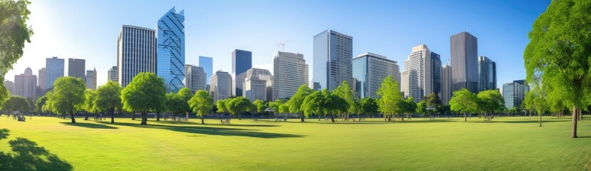 Obraz premium Metropolitan Greenery: Panoramic Vista of Central City Park, a Vibrant Urban Escape