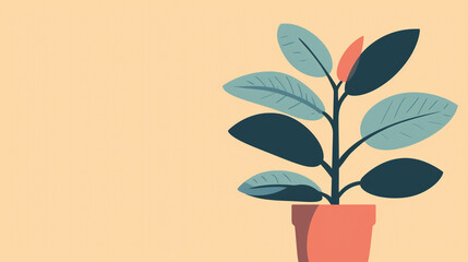 A minimalist clip art of a potted plant, with sleek lines and a modern aesthetic.
