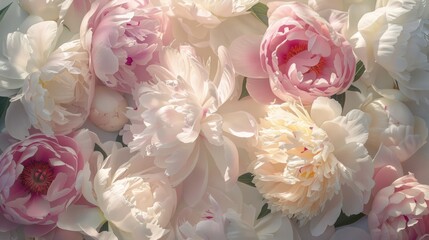 Beautiful flowers, peonies. Bouquet of white peony.