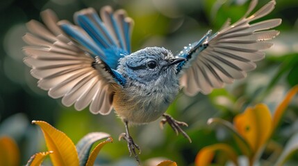 Blue Wren flitting around the studio set