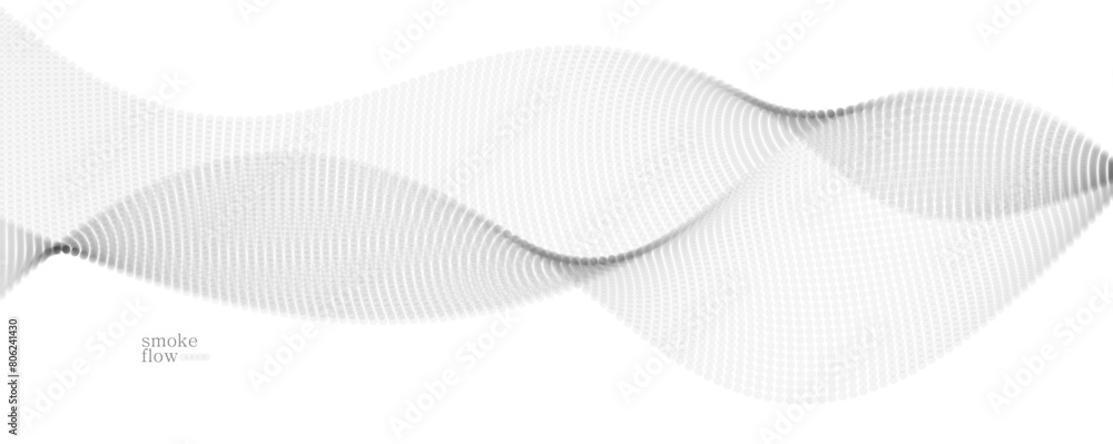 Poster vector abstract background with wave of flowing particles, smoke flowing light grey design, smooth a