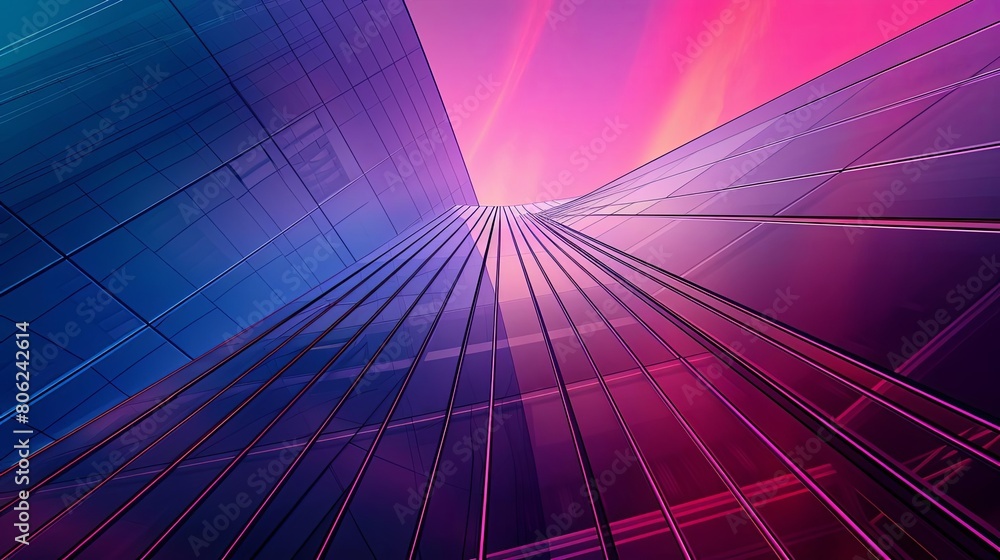 Poster minimalist composition with intersecting lines and interstellar hues