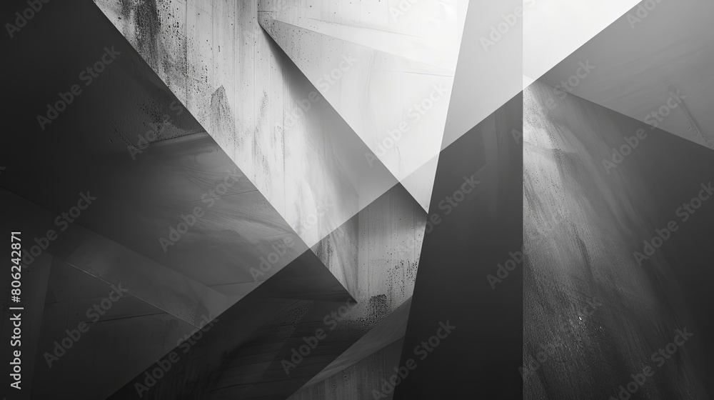 Poster minimalist composition with intersecting lines and interstellar shades, featuring a white wall in th