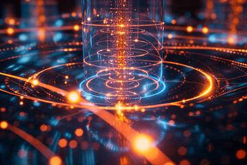Quantum Computing Core Futuristic Design, Abstract Technology Background