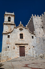 Fototapeta premium The Ermita de la Virgen de la Ermitana in Peñiscola, located on top of the rock of the town of Peñiscola, next to the castle. Costa azahar of the mediterranean, Castellón, Spain. 