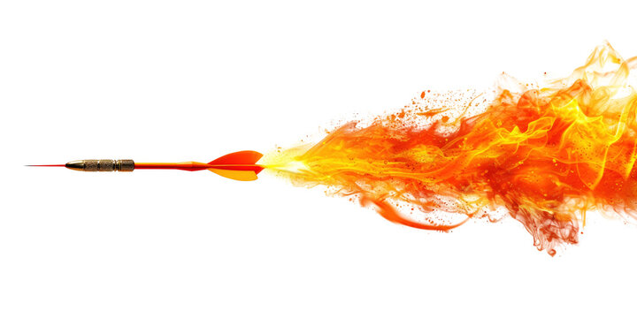 A darts with fire trail isolated on transparent background.