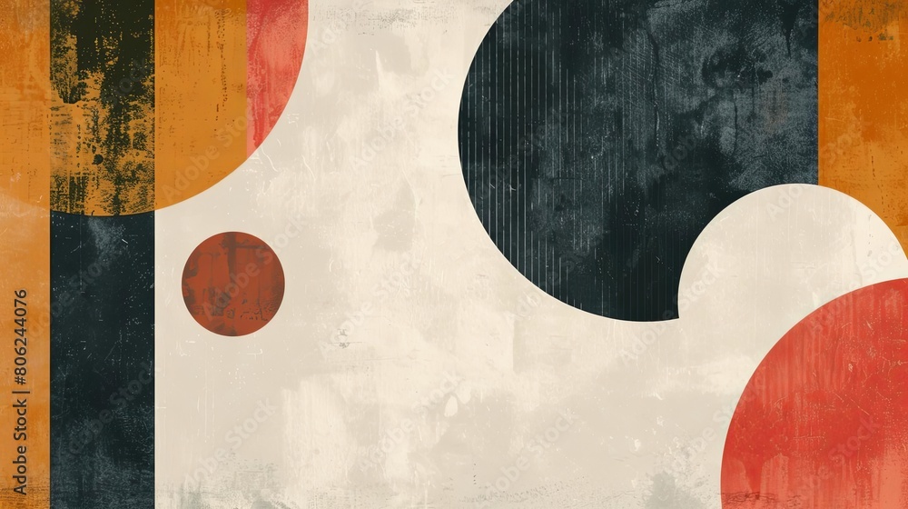 Poster minimalist composition with overlapping circles and celestial shapes