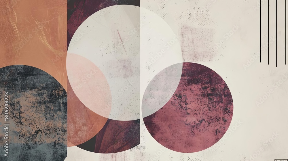 Aufkleber minimalist composition with overlapping circles and celestial shapes