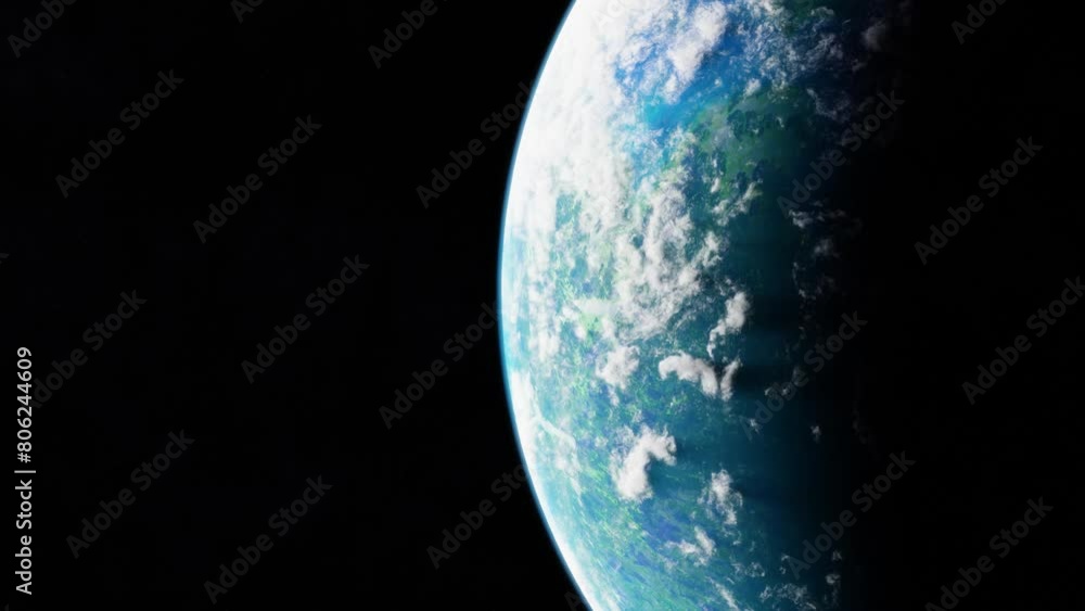 Wall mural blue planet in space. universe and planet. 3d-rendering. animation.