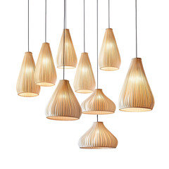 Set of pendant ceiling lamp shades isolated on a transparent background 
