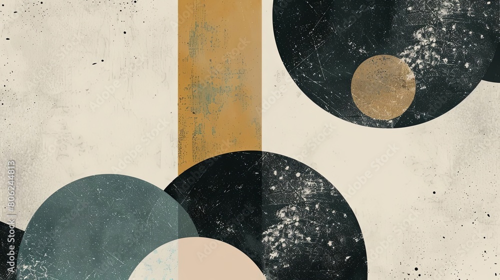 Aufkleber minimalist composition with overlapping circles and cosmic shapes