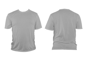 Grey t-shirt with round neck, collarless and sleeves.