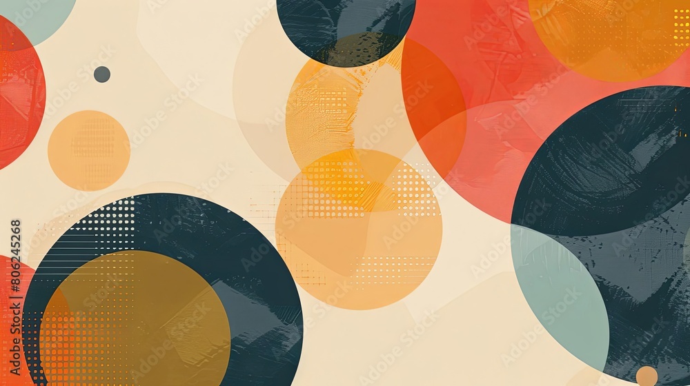 Poster minimalist composition with overlapping circles and dynamic forms