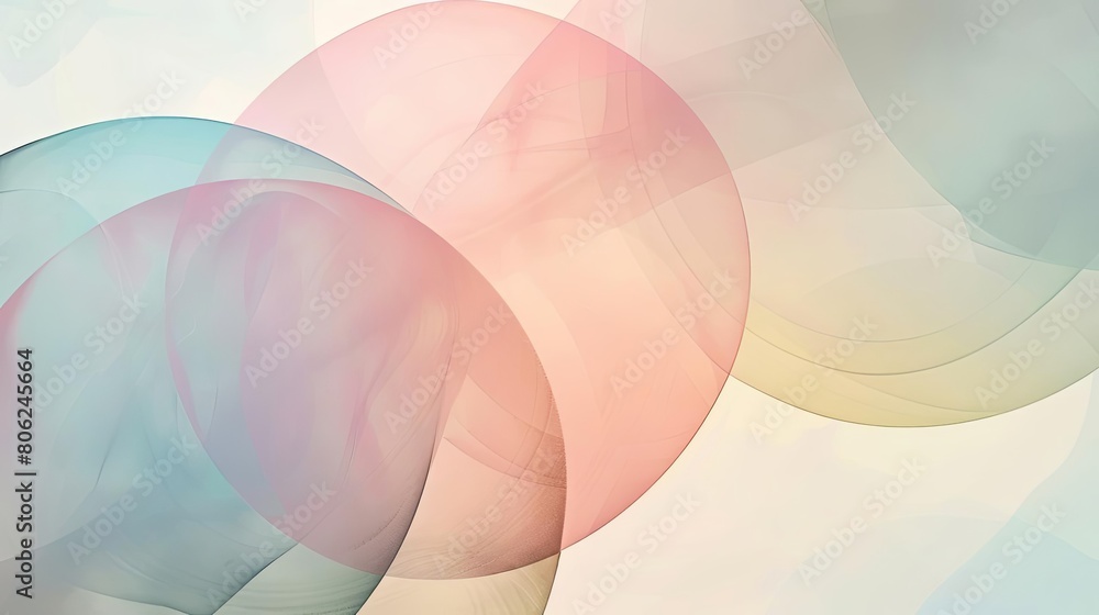 Poster minimalist composition with overlapping circles and ethereal hues
