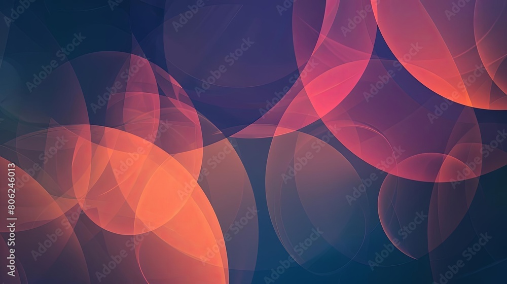 Poster minimalist composition with overlapping circles and ethereal hues