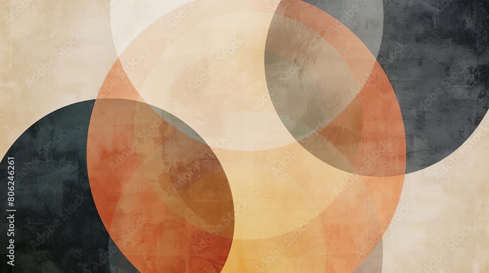 Poster minimalist composition with overlapping circles and ethereal hues