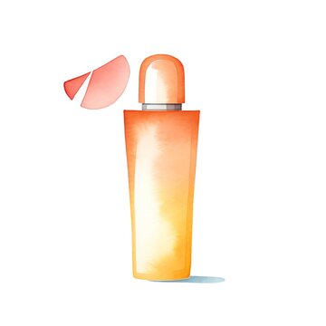 watercolor perfume bottle with grapefruit slice clip art preview