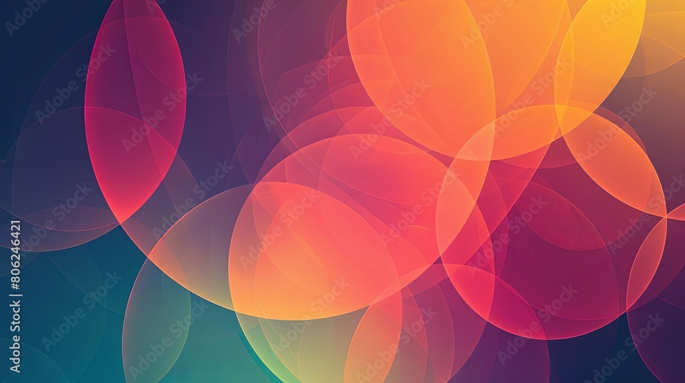Poster minimalist composition with overlapping circles and intergalactic hues