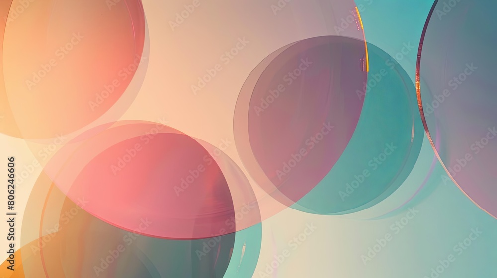 Poster minimalist composition with overlapping circles and luminous hues