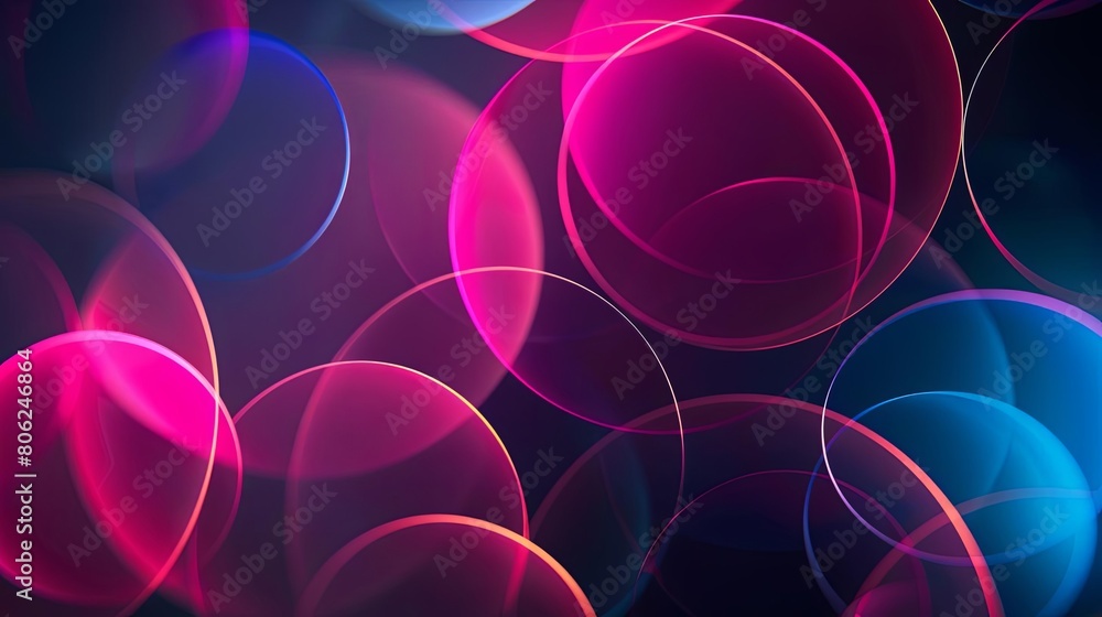 Poster minimalist composition with overlapping circles and luminous hues