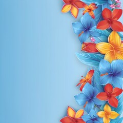 illustration of colorful flowers for festival on an blue background with copy space for text 
