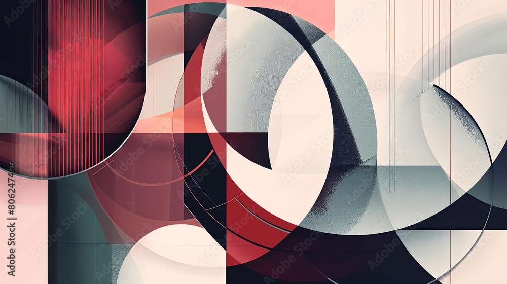 Poster minimalist composition with overlapping geometric forms in a modern style