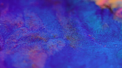 Neon fluid. Shiny paint wave. Defocused blue pink color sparkling texture ink blend leak flow...