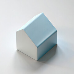 3d render isometric  style of A blue and white house toy sitting on a white surface. AI Generative