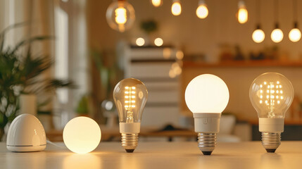 led bulbs on the table