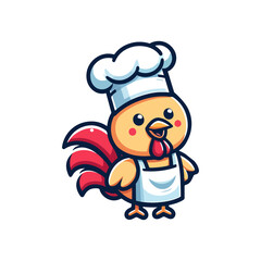 cute icon character rooster chef