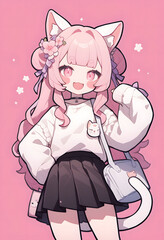 anime girl cat