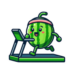 cute icon character watermelon treadmill