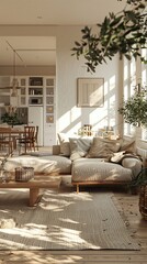 Stylish Home. Scandinavian Interior Design Background. Generative AI.
