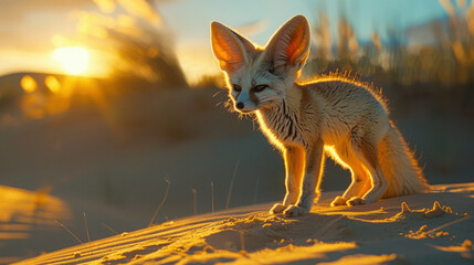 A Fennec Fox at Sunset