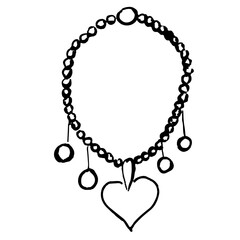 Necklace. Fashion and beauty. A sketch. A hand-drawn drawing. A design element. Clip-Art
