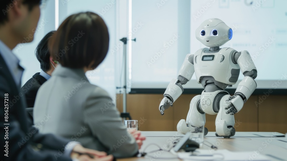 Aufkleber the picture of the robot working as the assistance for the human to provide assist and support, the 