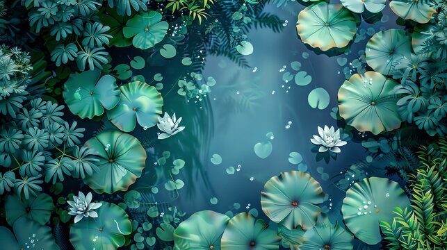 Aquatic Plants - Underwater greens and blues in a serene pond
