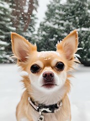chihuahua puppy in snow