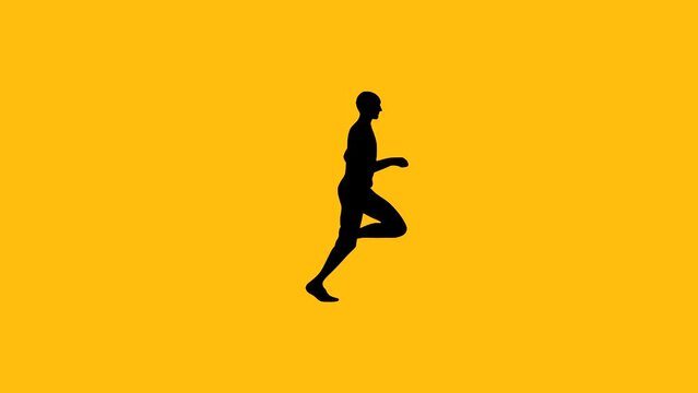 Animation with a man running on the yellow background (seamless loop)
